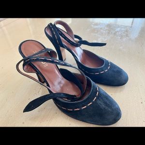 Black Suede Hugo by Hugo Boss Ankle Tie Heel